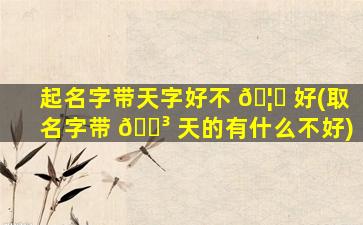 起名字带天字好不 🦅 好(取名字带 🐳 天的有什么不好)